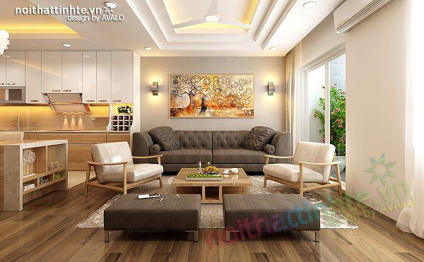 Thiết kế nội thất chung cư 90 m2 nhà anh Hoàng Minh Khai 02