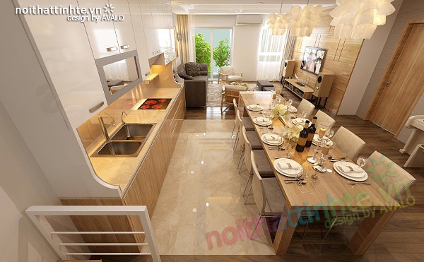 Thiết kế nội thất chung cư 90 m2 nhà anh Hoàng Minh Khai 04