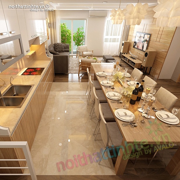 Thiết kế nội thất chung cư 90 m2 nhà anh Hoàng Minh Khai 05