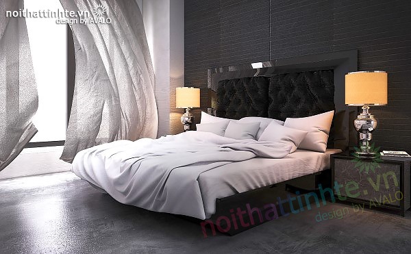 Mẫu phòng ngủ phong cách với 2 màu đen trắng lạnh lùng